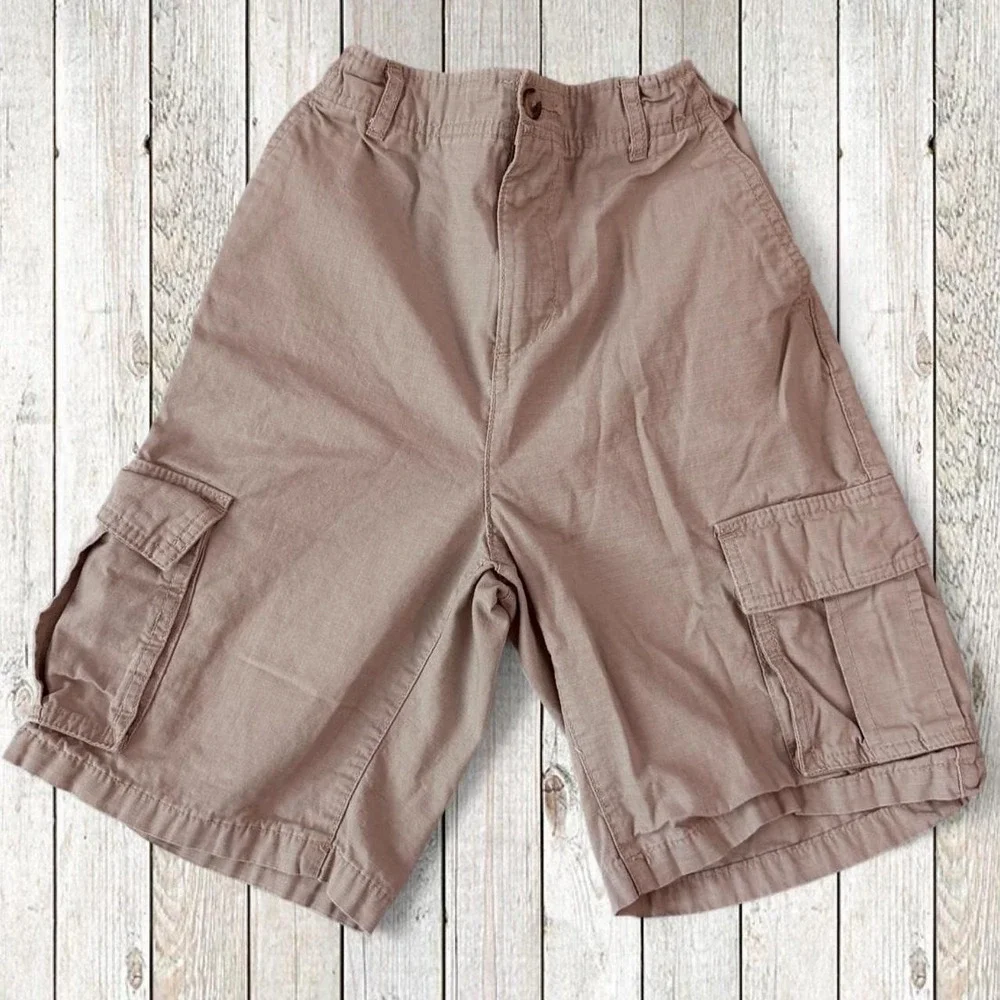 Old Navy Boys Khaki Ripstop Cargo Shorts Size 14 Y2K Utility